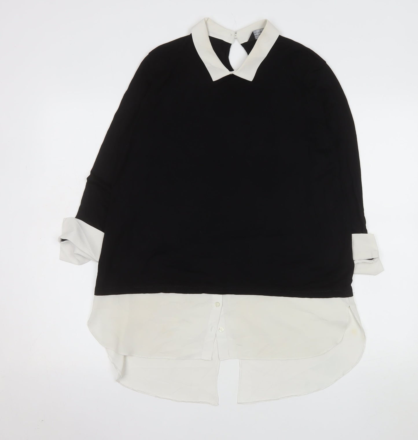 Dorothy Perkins Women's Black Collared Long Sleeve Blouse Size 14