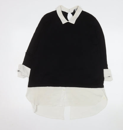 Dorothy Perkins Women's Black Collared Long Sleeve Blouse Size 14