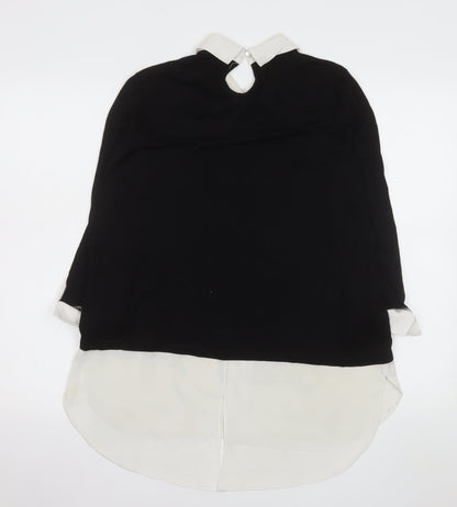 Dorothy Perkins Women's Black Collared Long Sleeve Blouse Size 14