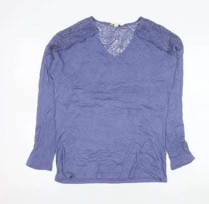 Marks and Spencer Women’s Blue Lace Shoulder Long Sleeve Viscose Blouse Size S