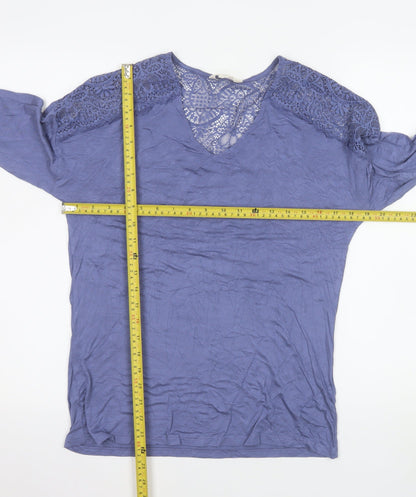 Marks and Spencer Women’s Blue Lace Shoulder Long Sleeve Viscose Blouse Size S