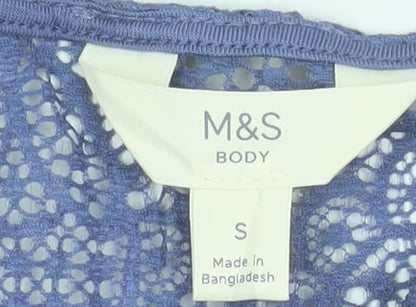 Marks and Spencer Women’s Blue Lace Shoulder Long Sleeve Viscose Blouse Size S