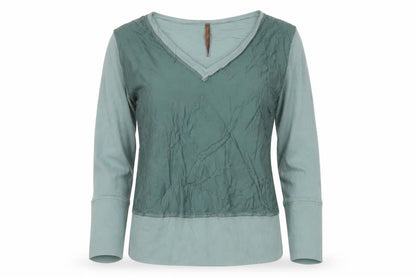 Language Los Angeles Women’s Green V-Neck Long Sleeve Blouse Size M