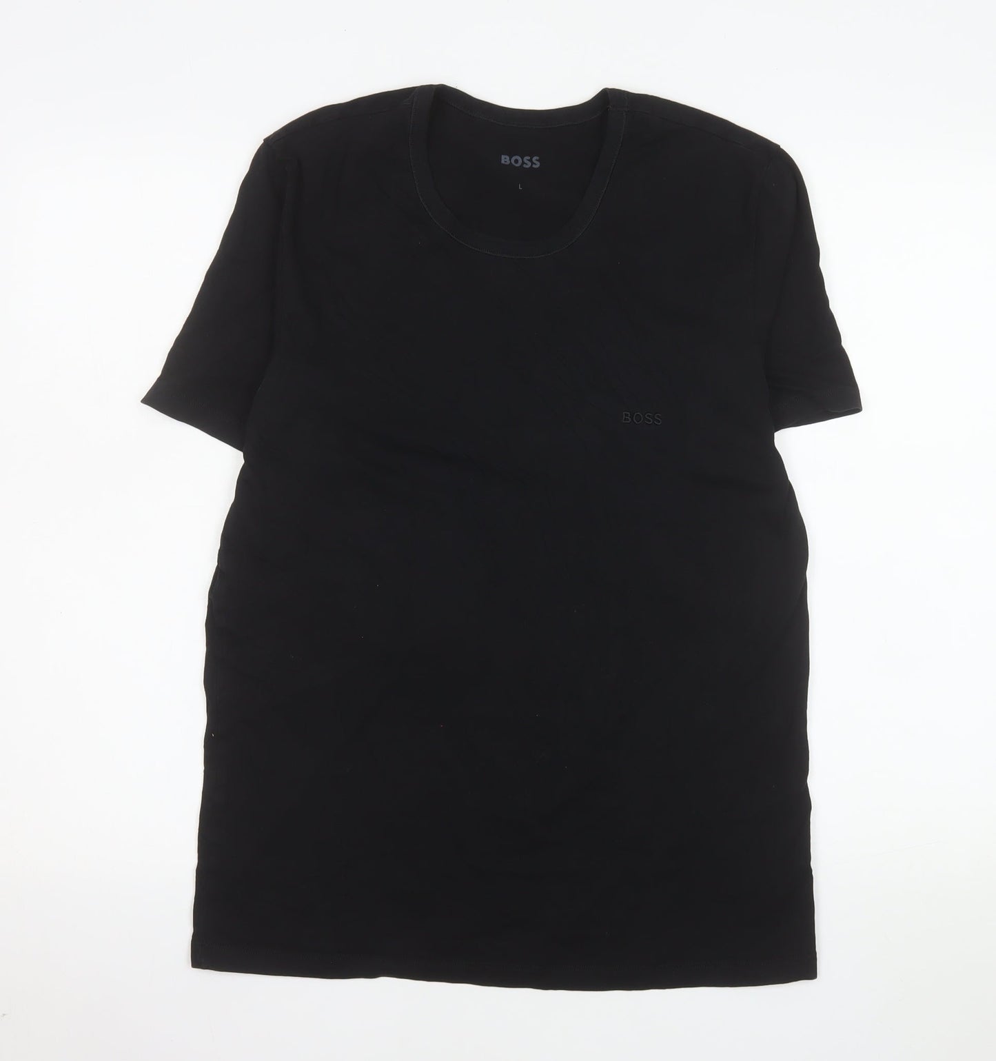 BOSS Men's Black Cotton Crew Neck Short Sleeve T-Shirt Size L