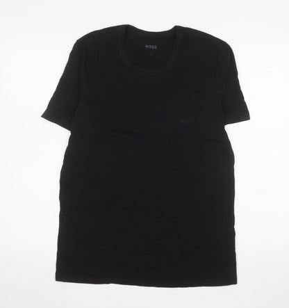 BOSS Men's Black Cotton Crew Neck Short Sleeve T-Shirt Size L