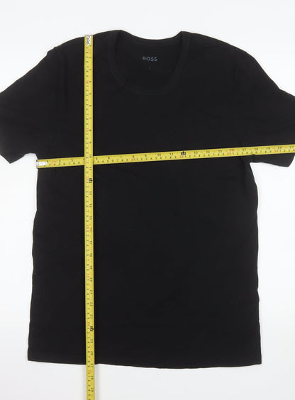 BOSS Men's Black Cotton Crew Neck Short Sleeve T-Shirt Size L