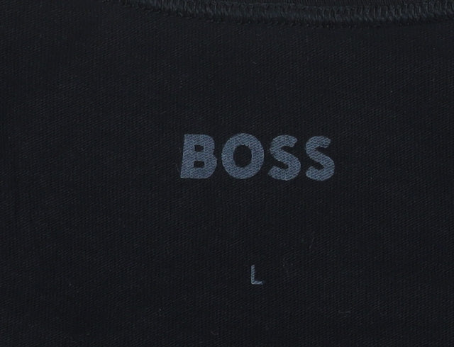 BOSS Men's Black Cotton Crew Neck Short Sleeve T-Shirt Size L