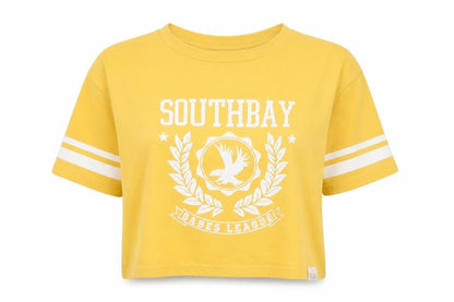 Pull&Bear Womens Yellow Cropped T-Shirt Size 10 Relaxed Fit