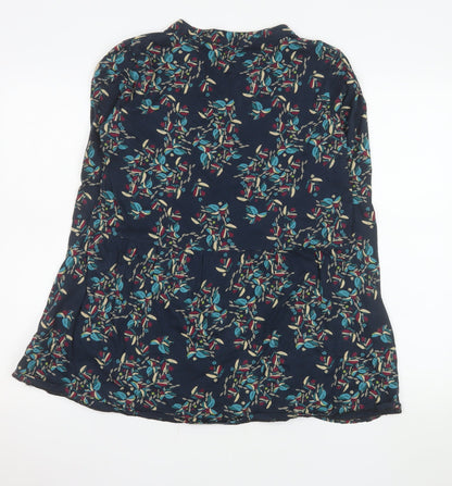 Nomads Womens Blue Floral V-Neck Long Sleeve Tunic Blouse Size 12