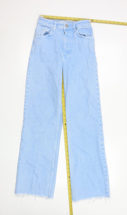 Zara Women's Blue High Rise Wide-Leg Jeans Size 6