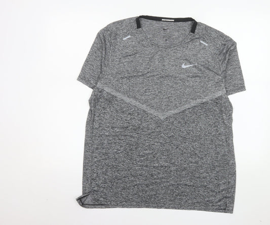 Nike Men's Grey Dri-FIT Running T-Shirt Size M Athletic Fit