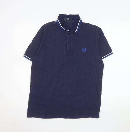 Fred Perry Men's Blue Cotton Polo Shirt Size L 40in Made in England