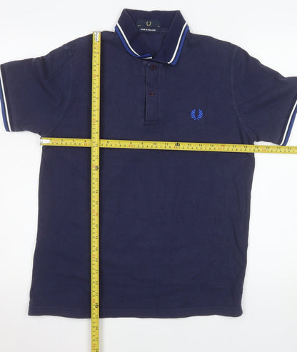 Fred Perry Men's Blue Cotton Polo Shirt Size L 40in Made in England