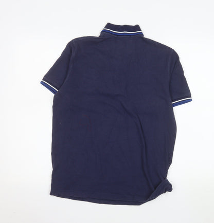 Fred Perry Men's Blue Cotton Polo Shirt Size L 40in Made in England