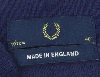 Fred Perry Men's Blue Cotton Polo Shirt Size L 40in Made in England