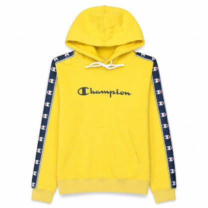 Champion Womens Yellow Pullover Hoodie Medium Logo Tape Casual