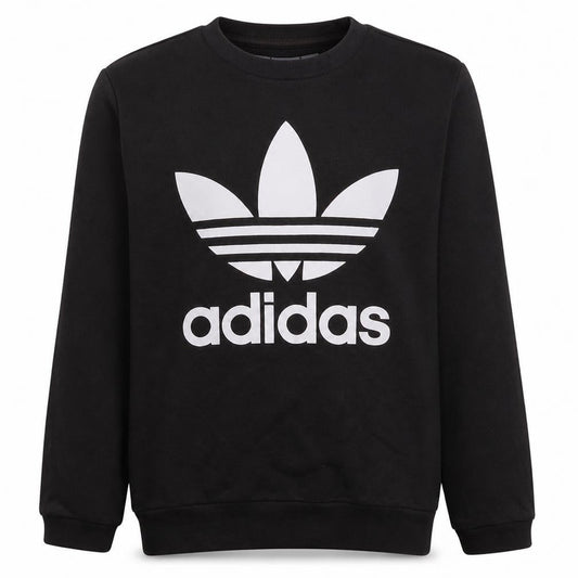 Adidas Boys Black Crew Neck Logo Pullover Sweatshirt 14-15 Years