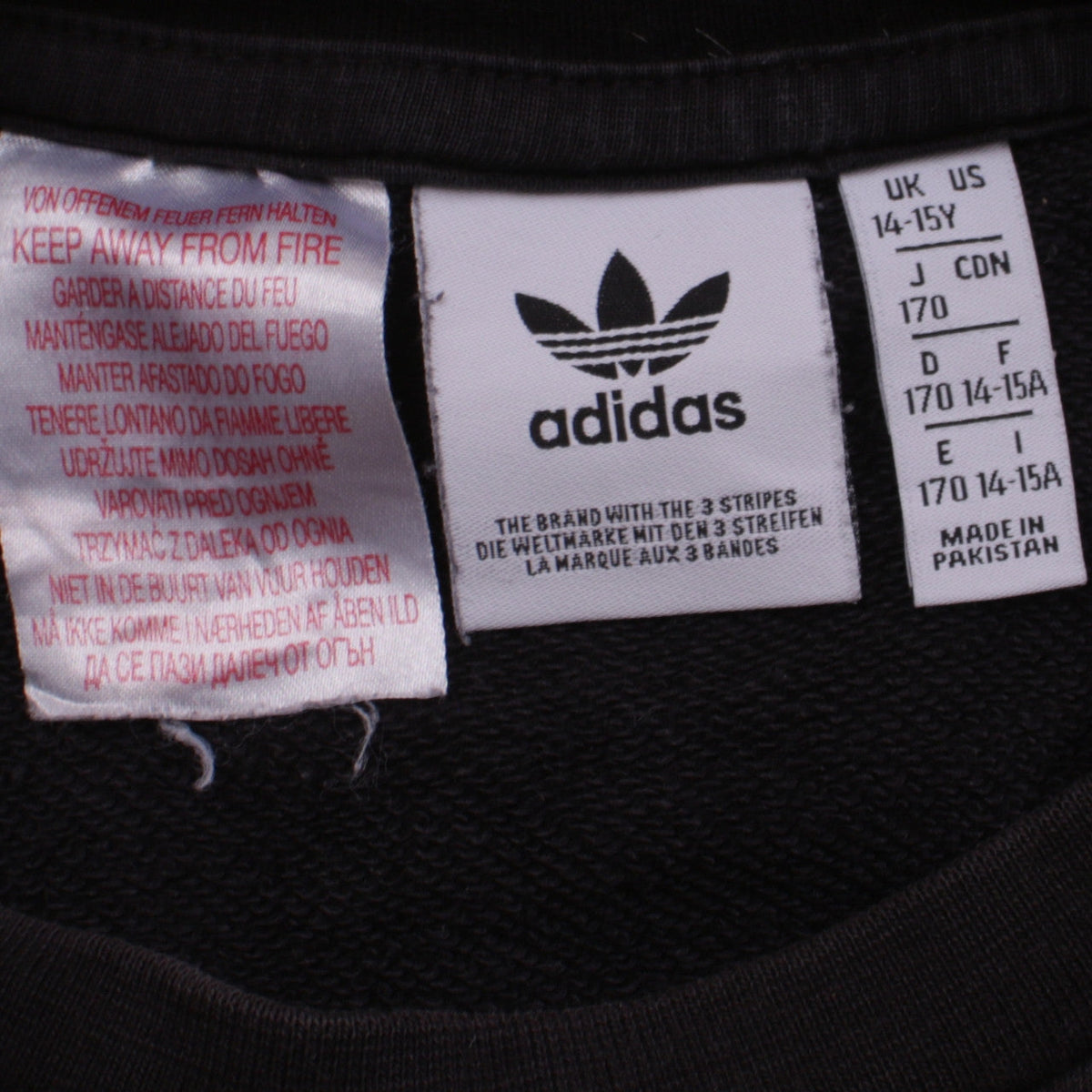 Adidas Boys Black Crew Neck Logo Pullover Sweatshirt 14-15 Years