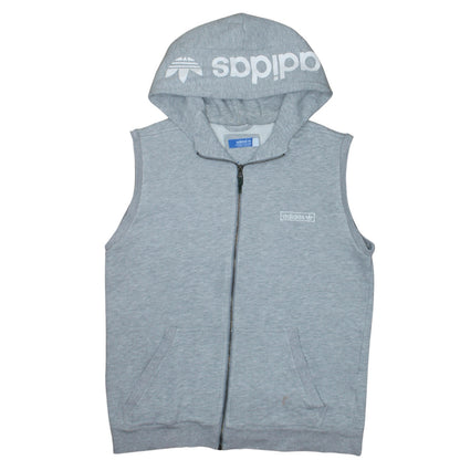 adidas Men's Grey Sleeveless Full Zip Hoodie Vest M