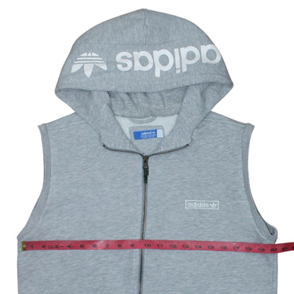 adidas Men's Grey Sleeveless Full Zip Hoodie Vest M