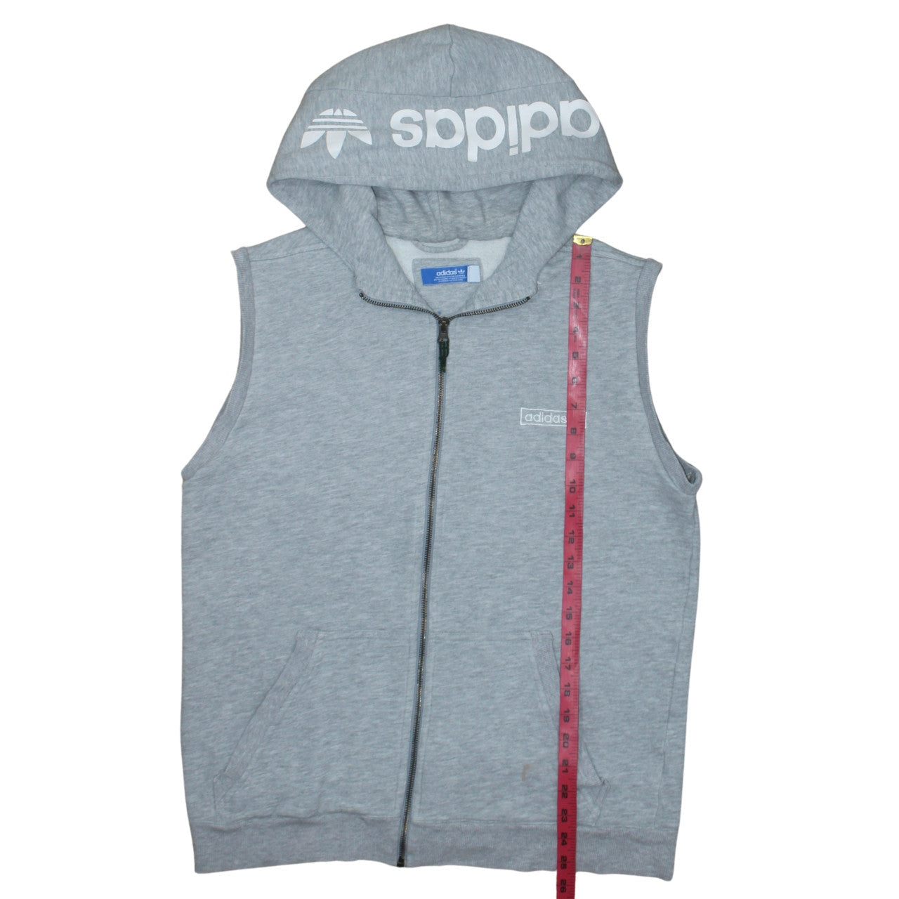 adidas Men's Grey Sleeveless Full Zip Hoodie Vest M