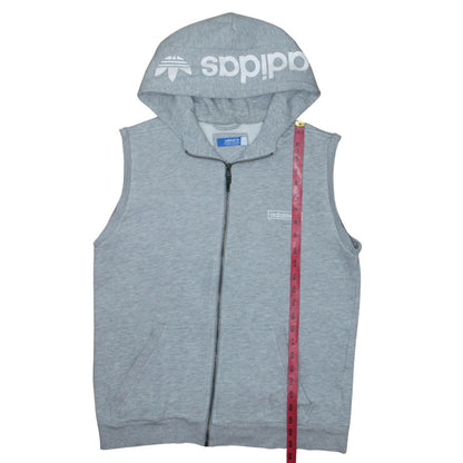 adidas Men's Grey Sleeveless Full Zip Hoodie Vest M