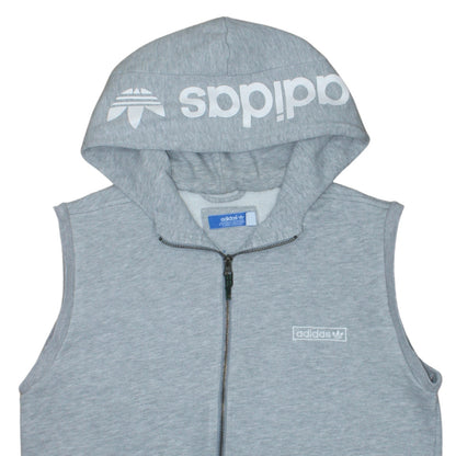 adidas Men's Grey Sleeveless Full Zip Hoodie Vest M