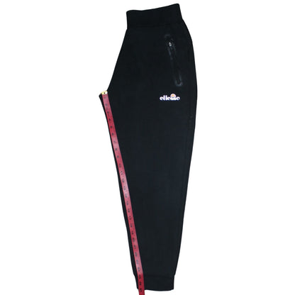 Ellesse Men Black Jogger Trousers L Regular Fleece Logo Zip Pockets