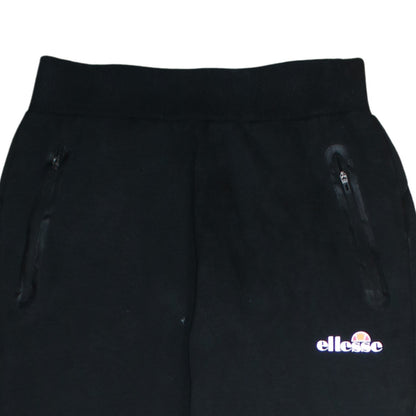 Ellesse Men Black Jogger Trousers L Regular Fleece Logo Zip Pockets