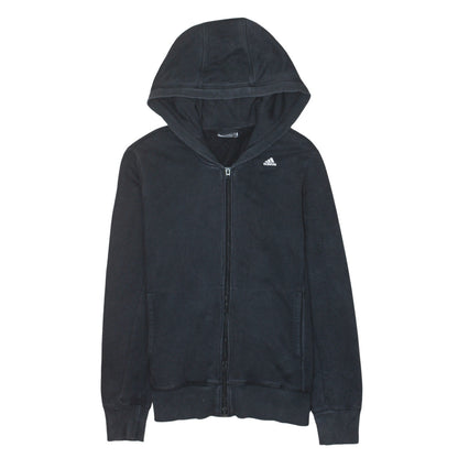 Adidas Womens Black Full Zip Hoodie Medium 12-14 Climalite Sweatshirt