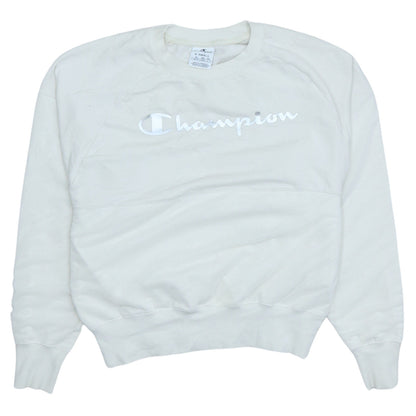 Champion Womens Ivory XS Pullover Sweatshirt with Logo Embroidery