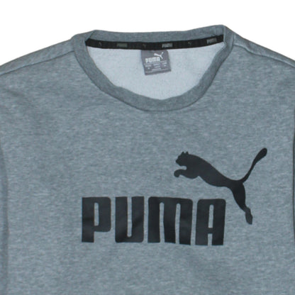 Puma Men's Grey Crew Neck Logo Pullover Sweatshirt Size M