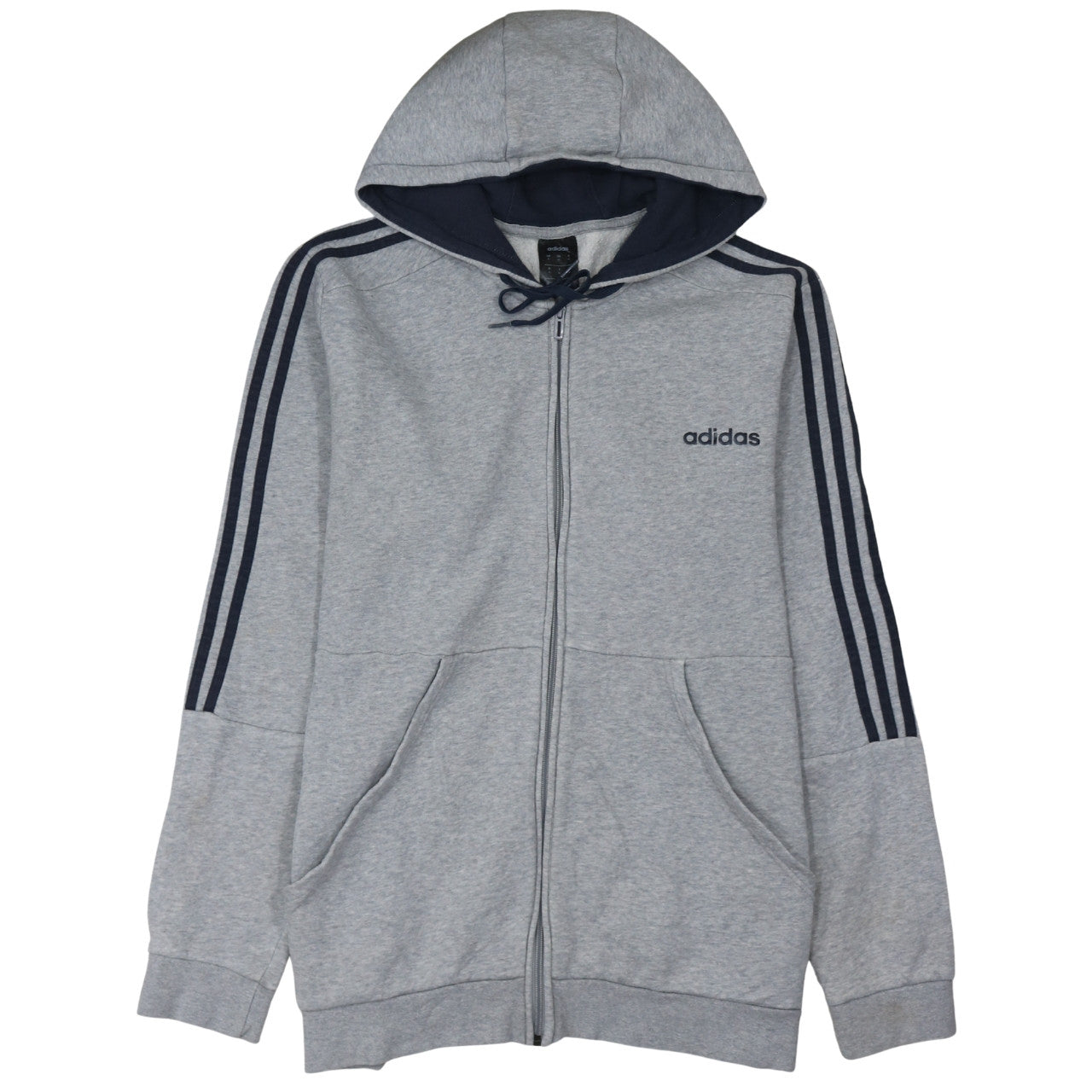 Adidas Men's Grey Full Zip Hoodie XL Sports Fleece
