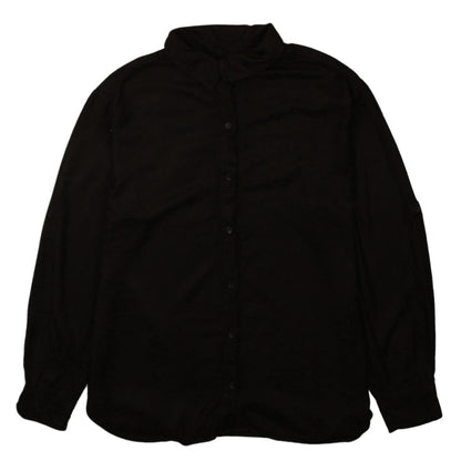 WE Women Black Cotton Button-Up Long Sleeve Shirt M