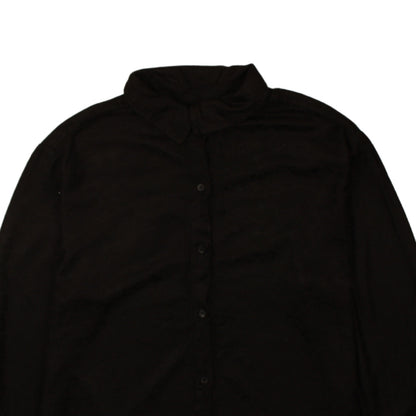 WE Women Black Cotton Button-Up Long Sleeve Shirt M