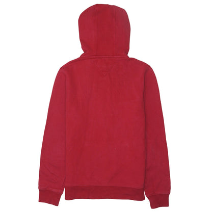 Tommy Jeans Men's Red Pullover Hoodie XS Regular Fit Logo Graphic