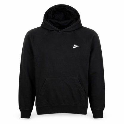 Front view of Nike Men's Black Pullover Hoodie M Fleece Logo Sweatshirt