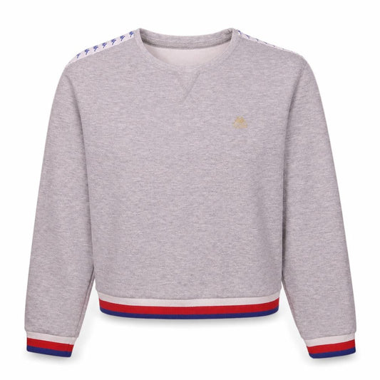 Front view of Kappa Women Grey Crew Neck Pullover Sweatshirt, size L