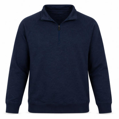 Front view of Under Armour Men’s Blue ColdGear 1/4 Zip Fleece Sweatshirt, size L