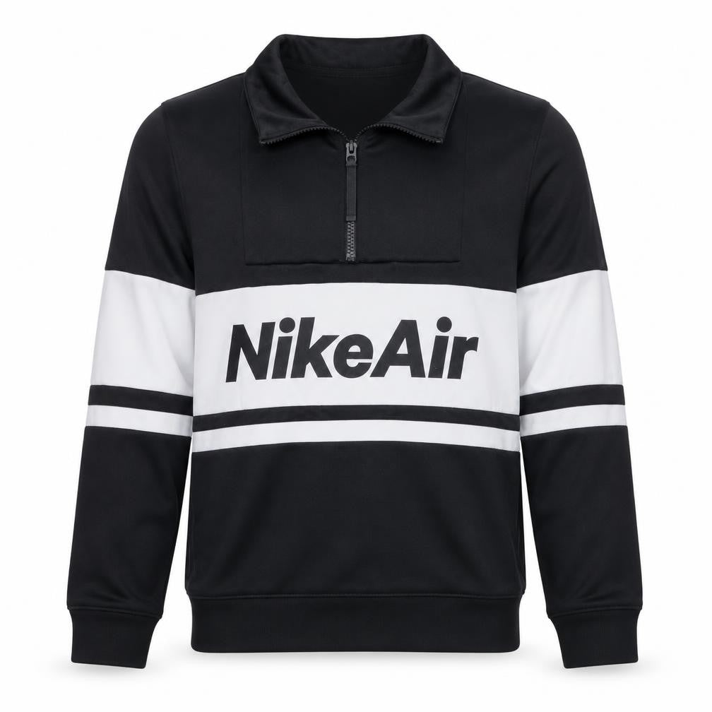 Front view of Nike Air Men's Black Small 1/2 Zip Sweatshirt Sports Top