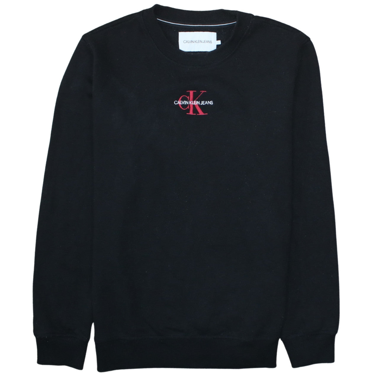 Calvin Klein Jeans Men Black Crew Neck Cotton Blend Sweatshirt L