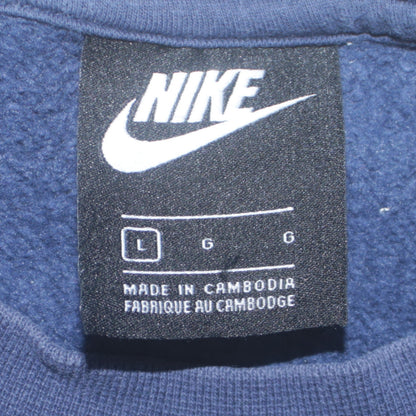 Nike Men's Blue L Fleece Pullover Sweatshirt Crew Neck Logo
