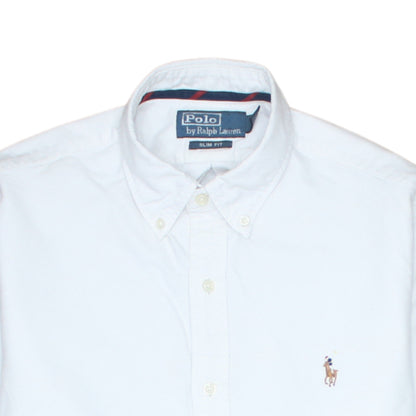 Ralph Lauren Men's White Slim Fit Button-Down Cotton Shirt S