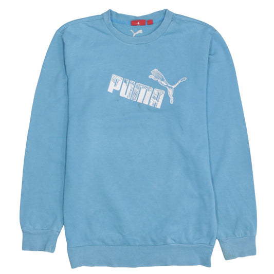 Puma Boys Blue Pullover Sweatshirt Logo Crew Neck Size 14 Years