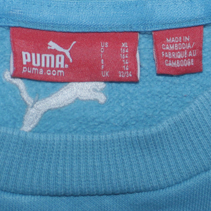 Puma Boys Blue Pullover Sweatshirt Logo Crew Neck Size 14 Years
