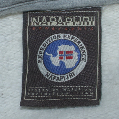 Napapijri Men's Grey XXL Full Zip Sweatshirt with Logo Crest