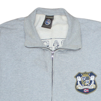 Napapijri Men's Grey XXL Full Zip Sweatshirt with Logo Crest