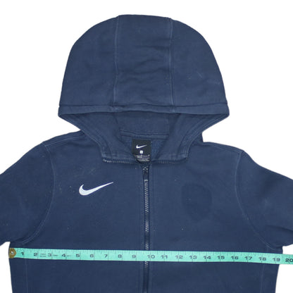 Nike Boys Navy Blue Full Zip Hoodie Size L 147-158cm Cotton Blend