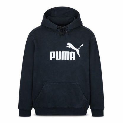 Front view of Puma Men's Black Pullover Hoodie, size L, Graphic Sportswear