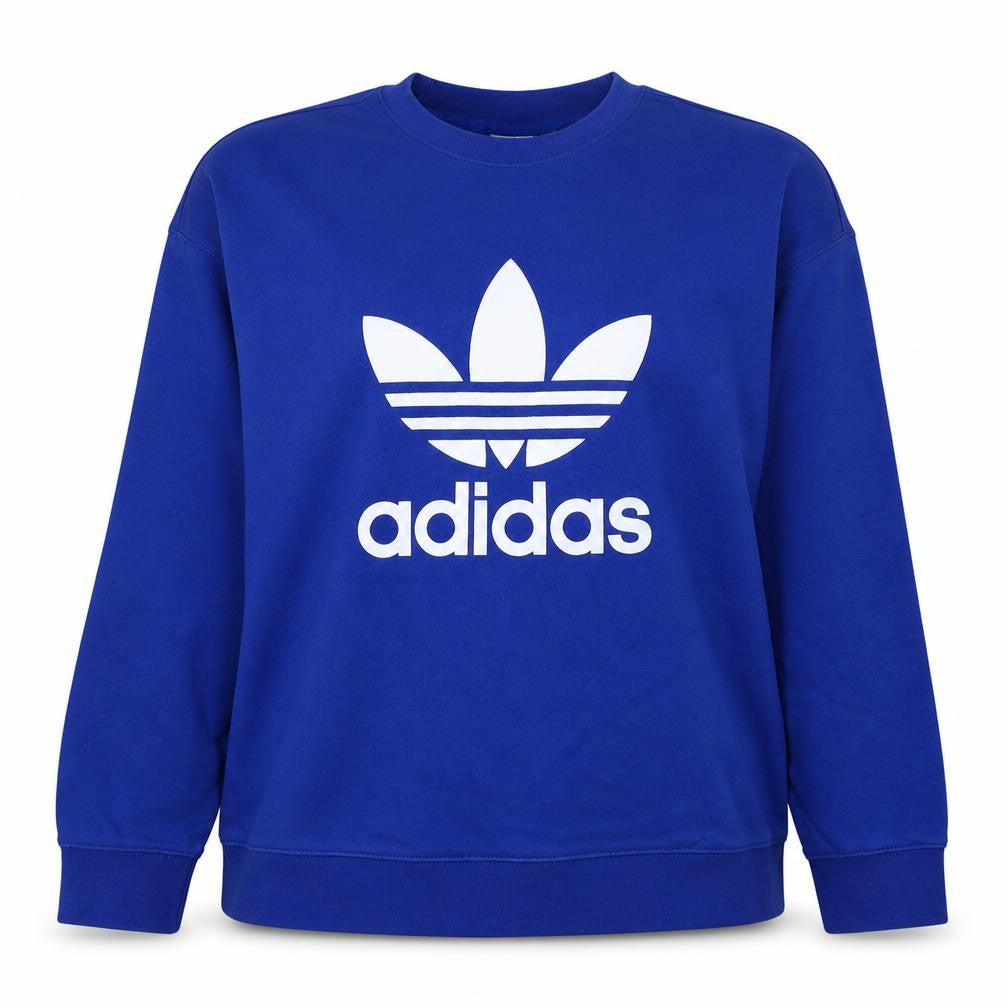 Front view of Adidas Women Blue XL Sweatshirt Pullover Crew Neck Logo Graphic